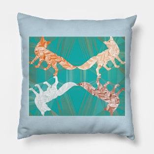 Red Fox Snow Fox Marbled Pillow