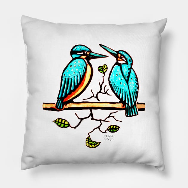 Kingfisher couple in color Pillow by mnutz