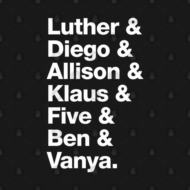 The Umbrella Academy Character Names - White by viking_elf