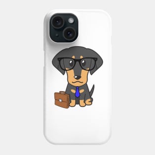 Funny dachshund is on the way to work Phone Case