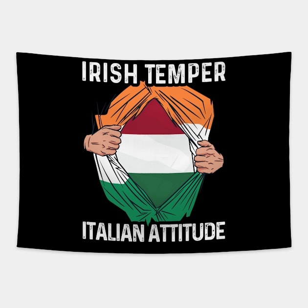 Irish Temper Italian Attitude St Patrick's Day Tapestry by BramCrye