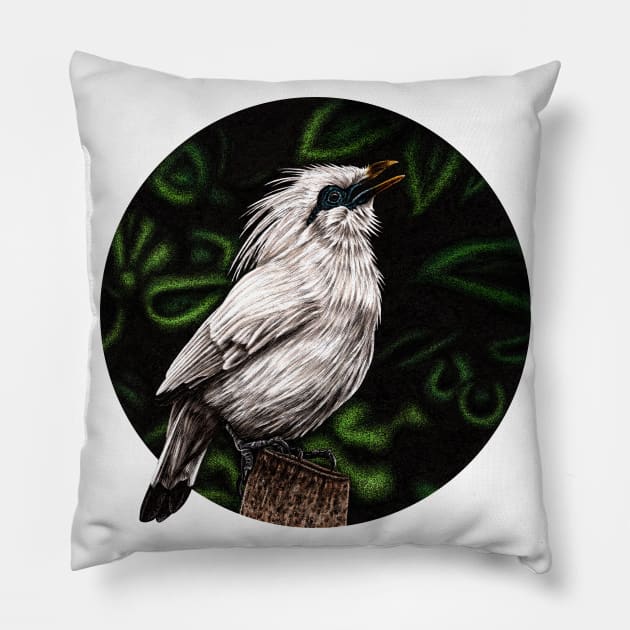 Bali starling Pillow by lorendowding