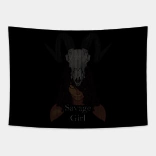 ASCii Savage Girl w/ text (Colorful) Tapestry