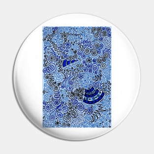 Blue Doodle Pattern Pin