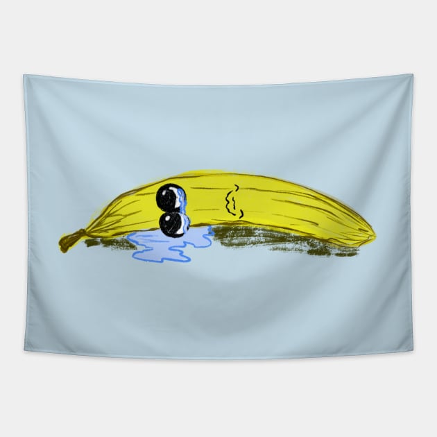 Lonely Crying Banana Lying Down You Hurt My Peelings Tapestry by SubtleSplit