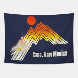 Taos New Mexico 70s/80s Retro Souvenir Style Skiing Tapestry