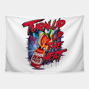 Turn Up The Heat, Hot Sauce Graffiti Design Tapestry