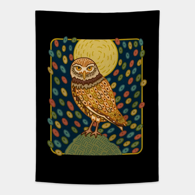 MID CENTURY GOTHIC Burrowing Owl Tapestry by rorabeenie