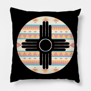 New Mexico Flag Design - Native Zia Pattern Pillow