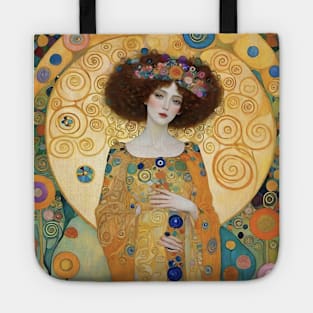 Gustav Klimt's Gilded Grace: Inspired Woman in Opulent Splendor Tote