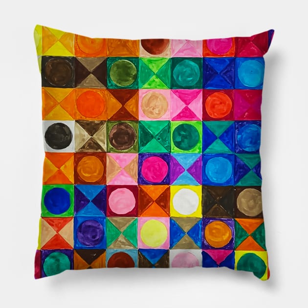 Geometric Watercolor Pillow by mijumiART