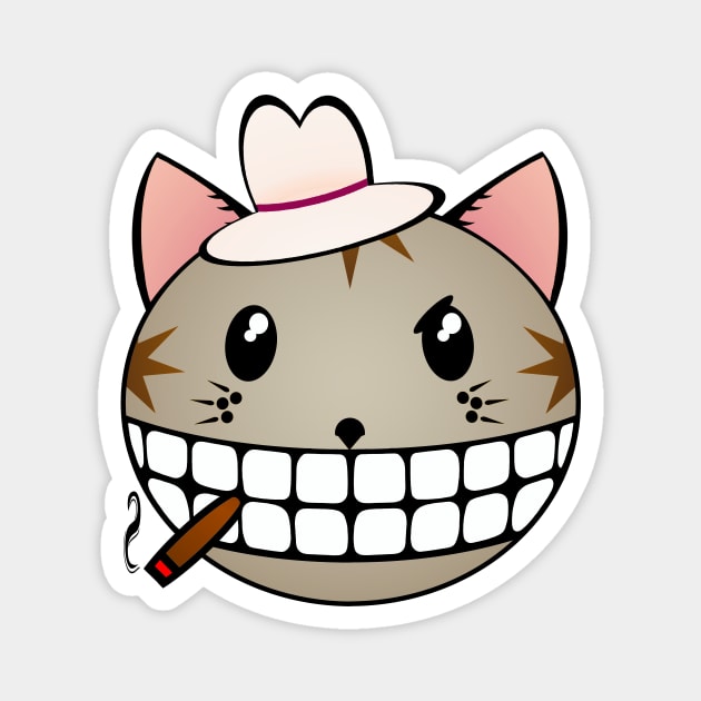 Gangster Cat - Grey Tabby Magnet by RawSunArt