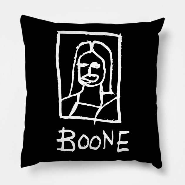 Mona Lisa Boone White Pillow by Mijumi Doodles