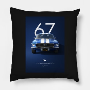 1967 Ford Mustang Fastback Artwork Pillow