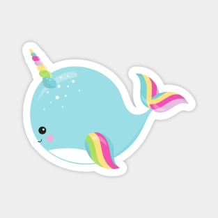 Unicorn Whale, Cute Whale, Baby Whale, Blue Whale Magnet