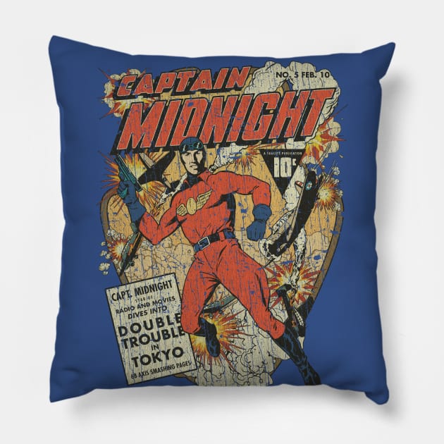 Captain Midnight 5 Double Trouble in Tokyo 1943 Pillow by JCD666