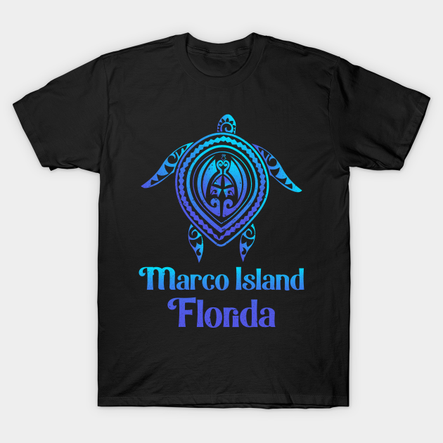 Discover Marco Island Florida FL Sea Turtle Blue Sea Tribal Tattoo - Marco Island - T-Shirt