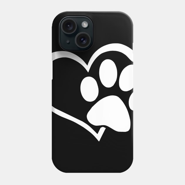 Dog Puppy Shirt - I Love Dogs Paw Print Heart Cute Women Men Phone Case by TeeAaron