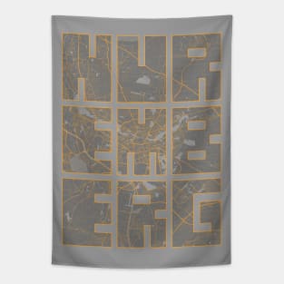 Nuremberg, Bavaria, Germany City Map Typography - Bauhaus Tapestry