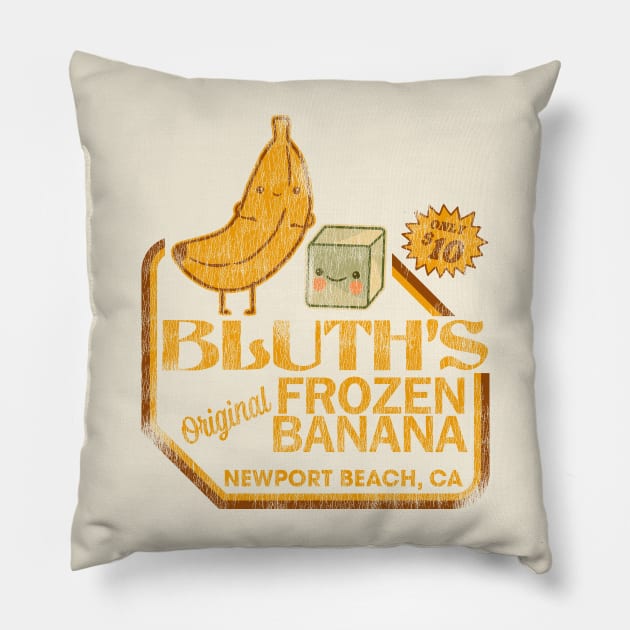 Retro Distressed Bluth's Banana Stand Pillow by darklordpug