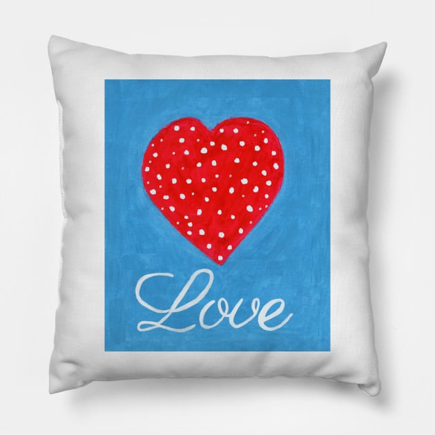 Red Heart. Love Original Watercolor Painting Fine Art Print Landscapet Art Print from Watercolor Painting Original Wall Art Pillow by EugeniaAlvarez