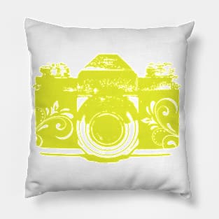 Grungy vintage camera with swirls Pillow