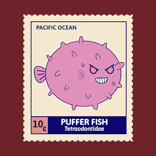 Kawaii Cute Menacing Pufferfish, Ocean Stamp Collection, Pufferfish Lover T-Shirt