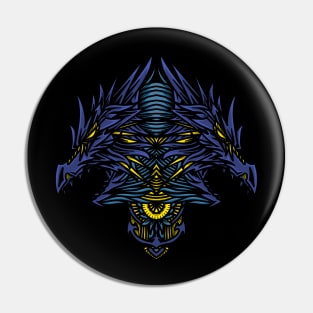 Blue Dragon Head Art Pin