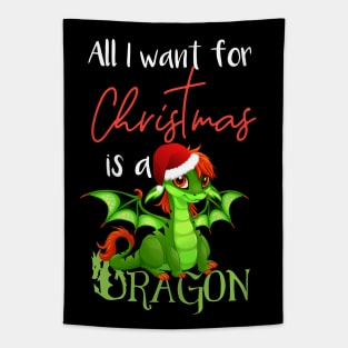 Cute Anime Christmas Dragon TShirt - All I Want For Christmas is a Dragon Tapestry