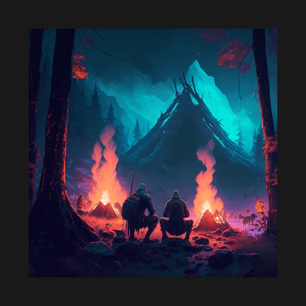 Vikings Preparing a Bonfire by AICreateWorlds