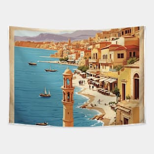 Chania Greece Vintage Tourism Travel Tapestry