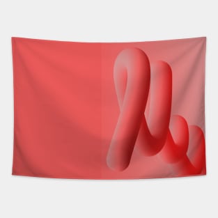 Fluid geometric red shape. Abstract worm Tapestry