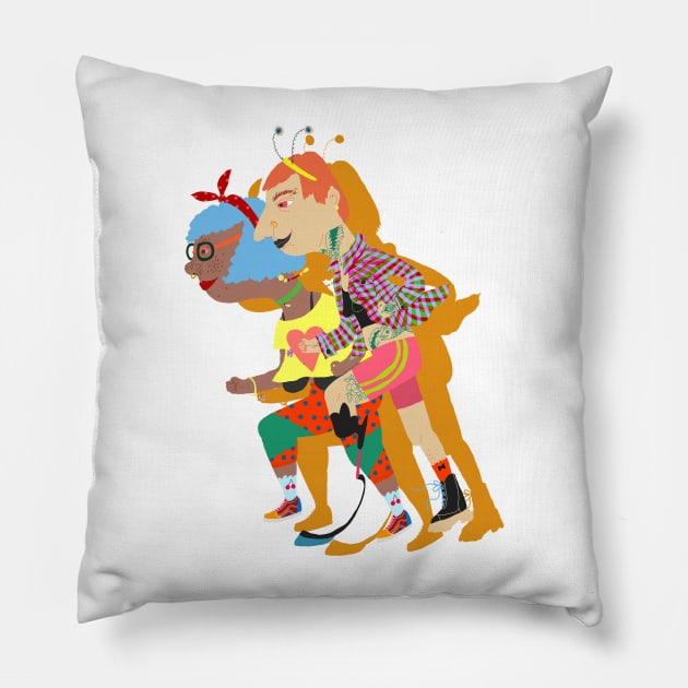 Running couple Pillow by ezrawsmith