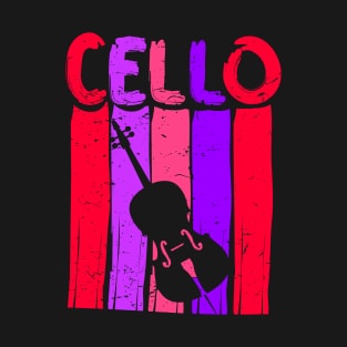 Retro Cello Art Cellist Gift Idea Cello Player Red T-Shirt