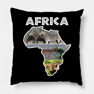 Africa Wildlife Continent Collage Pillow