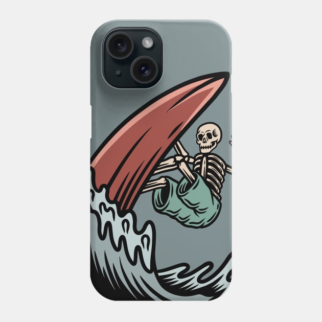 Retro Surfing Skeleton Phone Case by SLAG_Creative