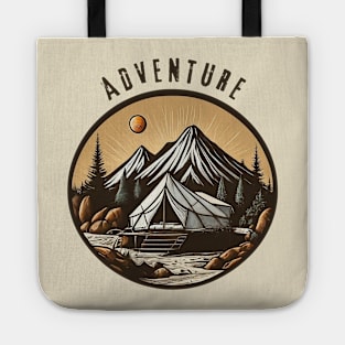 Adventure Awaits Mountain Tent Scenic T-Shirt Tote