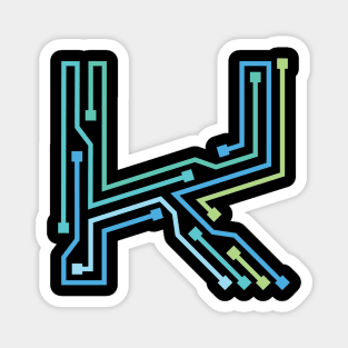 Alphabet K Circuit Typography Design Magnet