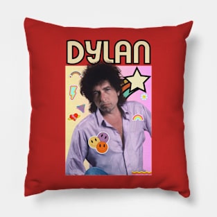 bob dylan portrait quotes art 90s style retro vintage 80s Pillow