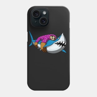 Lazy Sloth Riding Shark Phone Case