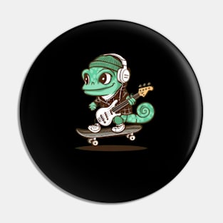 Skater Bassist Gecko Pin