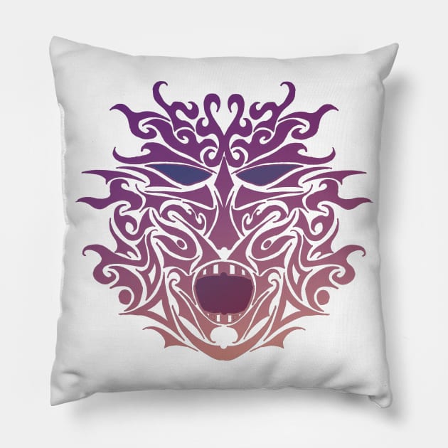 Purple Tribal Tattoo Ghost Mask Pillow by ZeichenbloQ