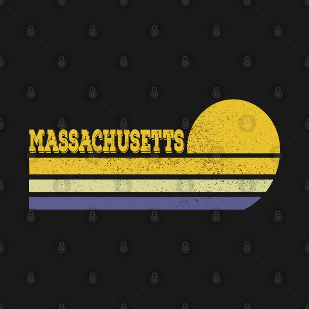 Retro Massachusetts Vintage Sunset Stripes by bougieFire