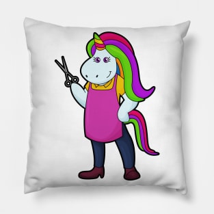 Unicorn as Hairdresser with Scissors Pillow