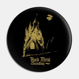 Black Metal Burning Church (gold version) Pin