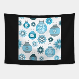 Ornaments and Snowflakes Christmas Holiday Pattern Tapestry