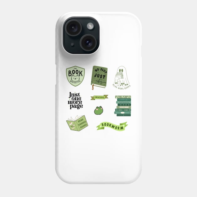 Green Bookish Pack Phone Case by medimidoodles