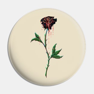 Black Rose Dripping with Blood Pin