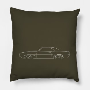 1969 Chevy Camaro - profile stencil, white Pillow