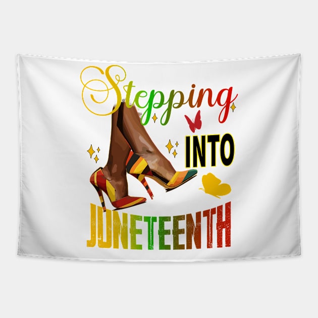 Steppin' Into Juneteenth Like My Ancestors Tapestry by AlmaDesigns